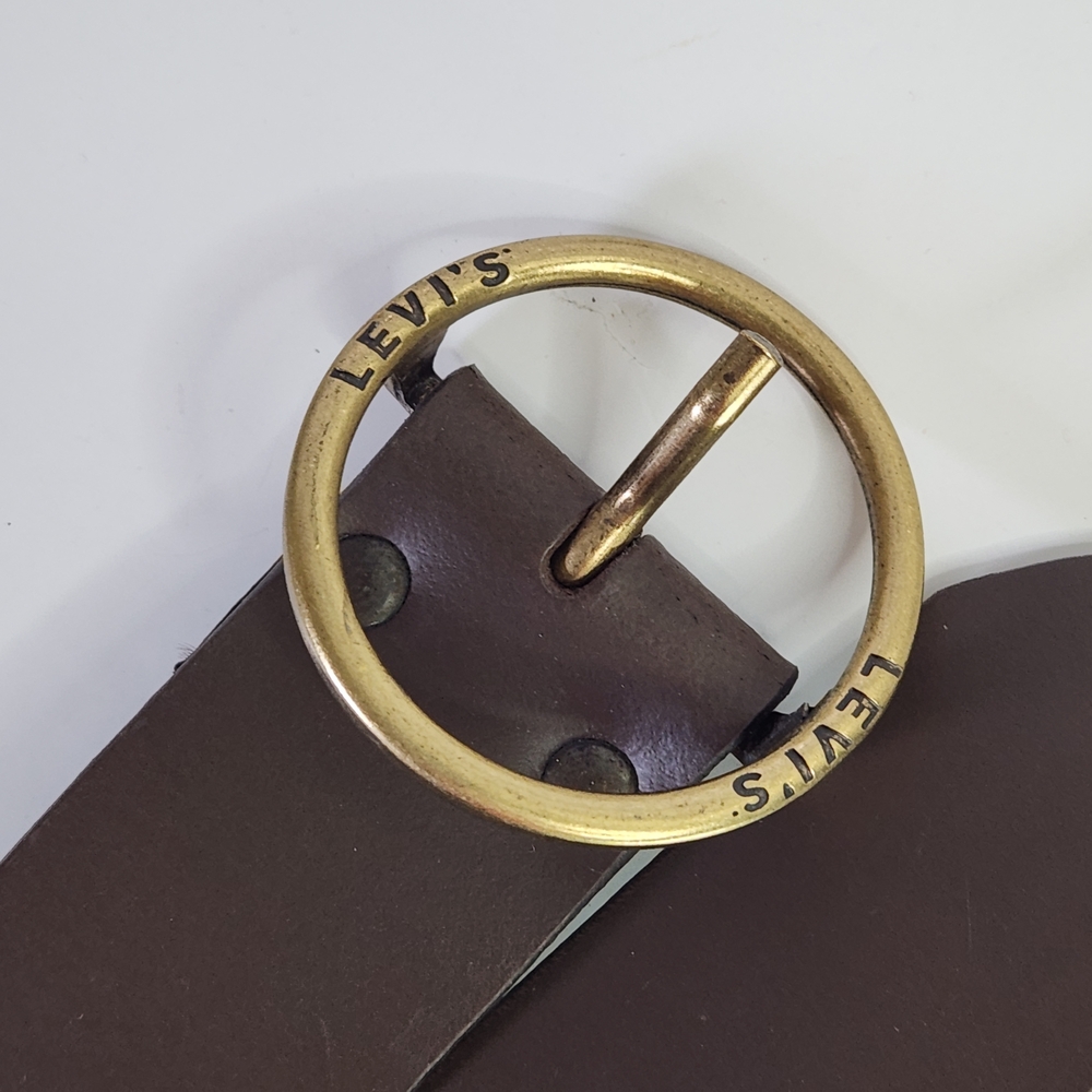 Levi's Genuine Leather Brown Circle-Buckle Belt